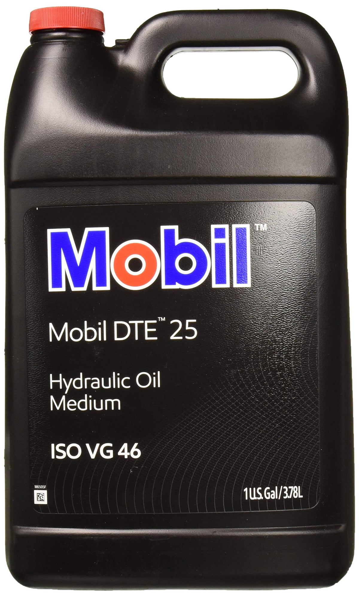 Mobil DTE 25 front packaging showing one-gallon container and product identity, aiding correct purchase