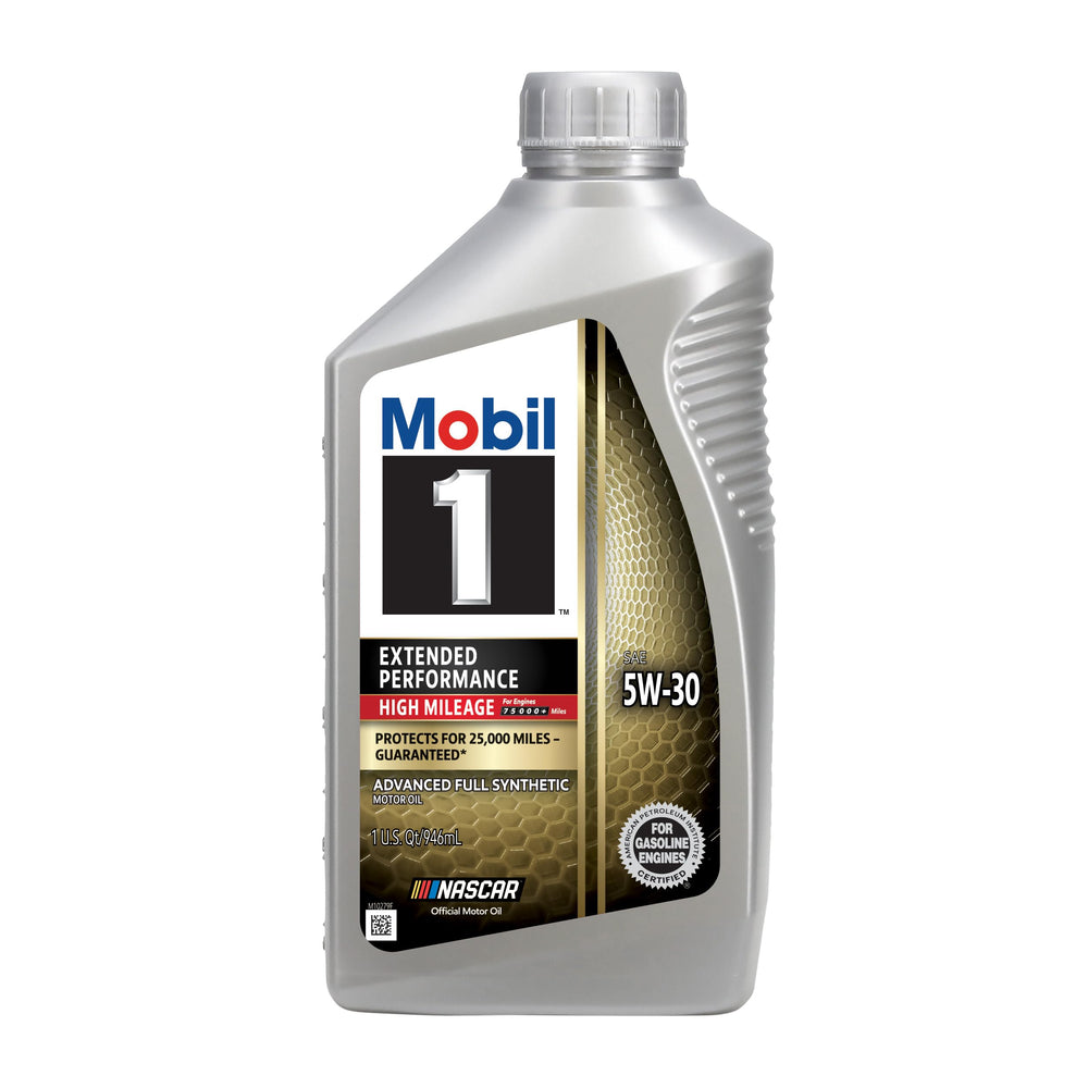 Mobil 1 six-pack front packaging showing full synthetic oil convenience and value