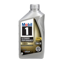 Mobil 1 front packaging showing 10W-30 six-pack, clear product identity and volume
