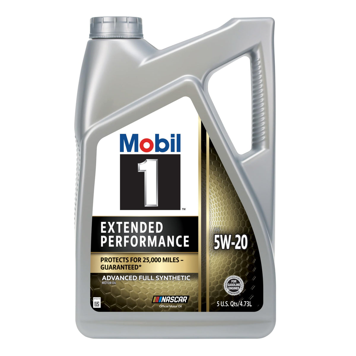 Mobil bottle front label showing product and protective benefits