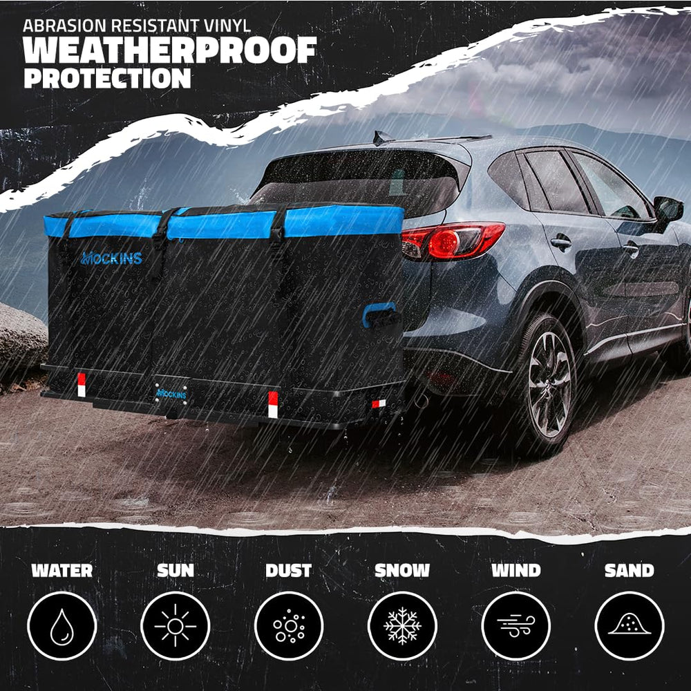 Mockins waterproof zipper and Velcro flap reducing water intrusion and road debris