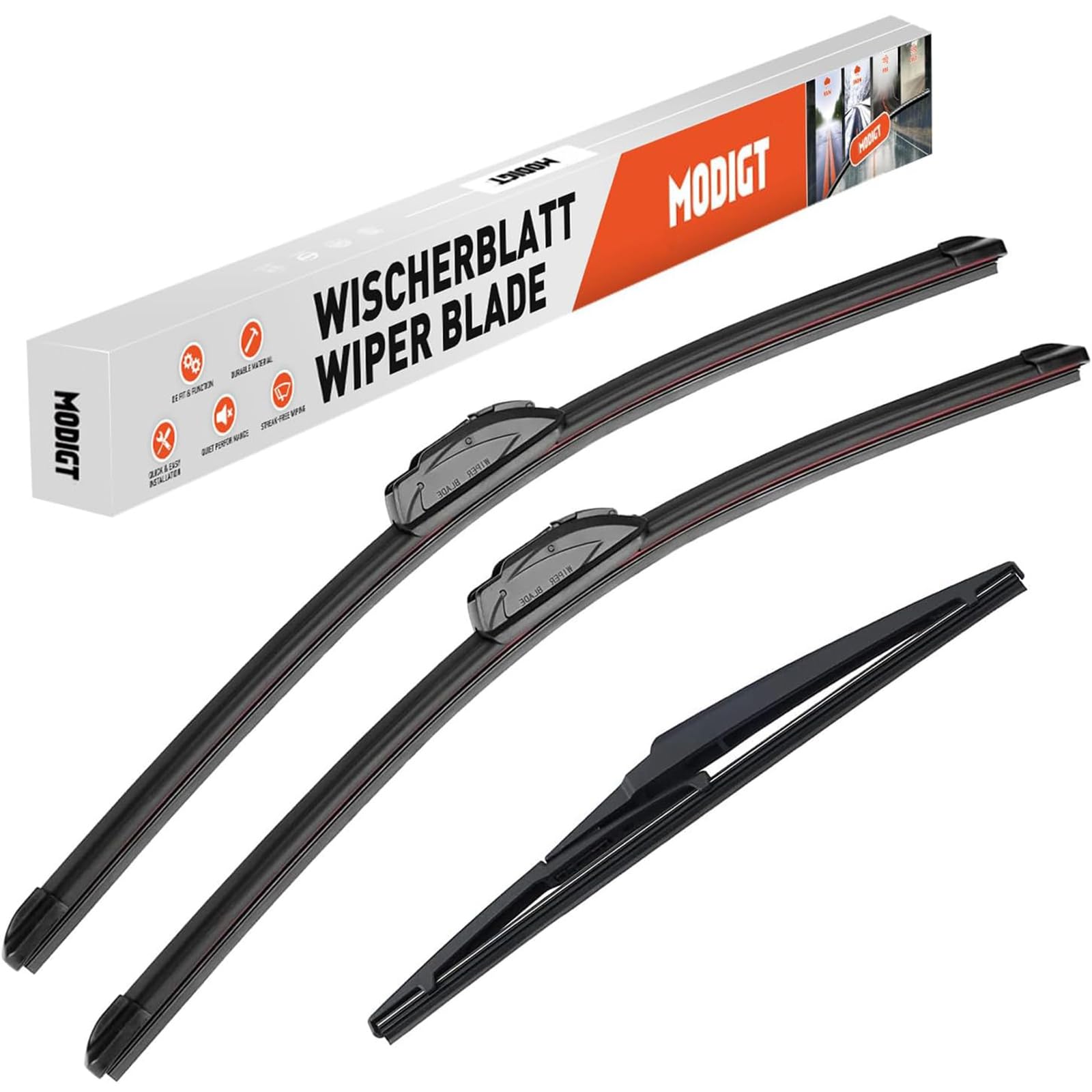 MODIGT front packaging showing the three blades and fitment details for confidence