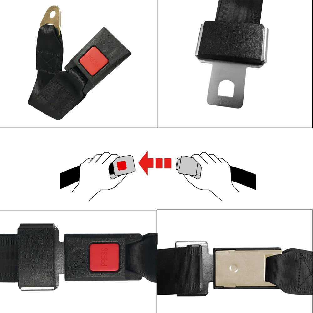 MOHEEN lap belt beside measuring tape showing 48 inch length for correct fit