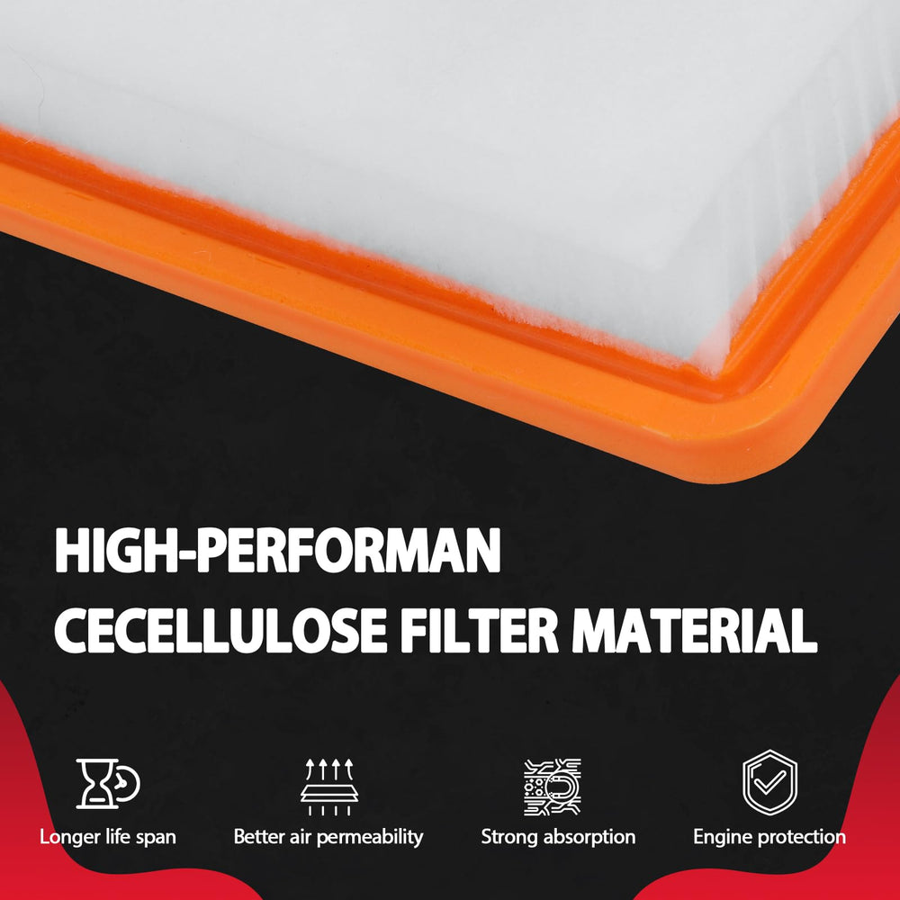 MOJIOO filter media close-up showing fiber density that captures road dust effectively