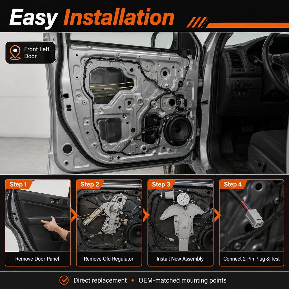 MOJTBE installed in vehicle door demonstrating restored window movement