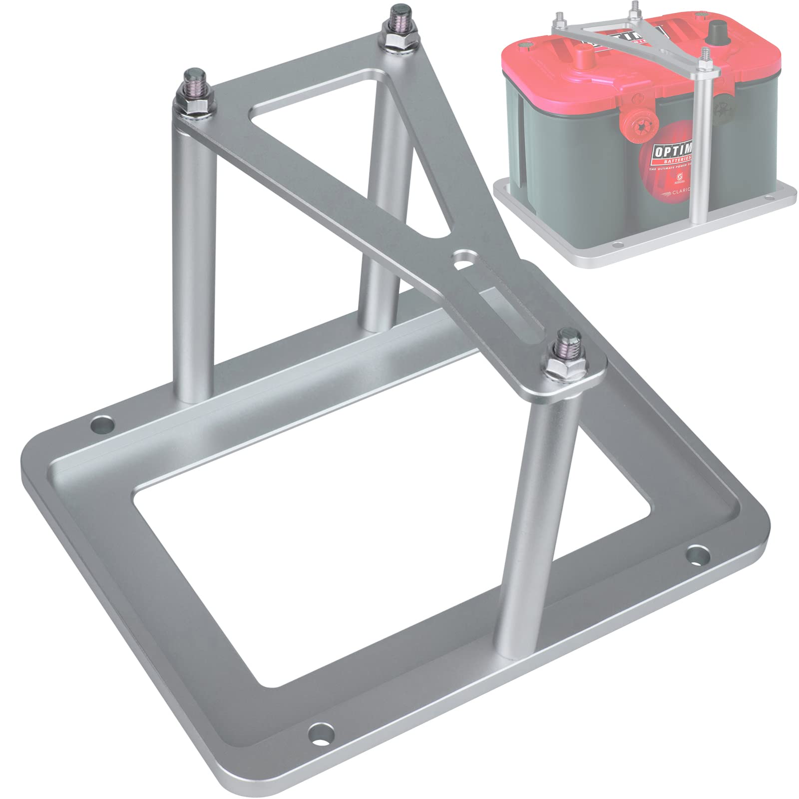 Moker front view of battery tray showing secure mounting and corrosion resistance