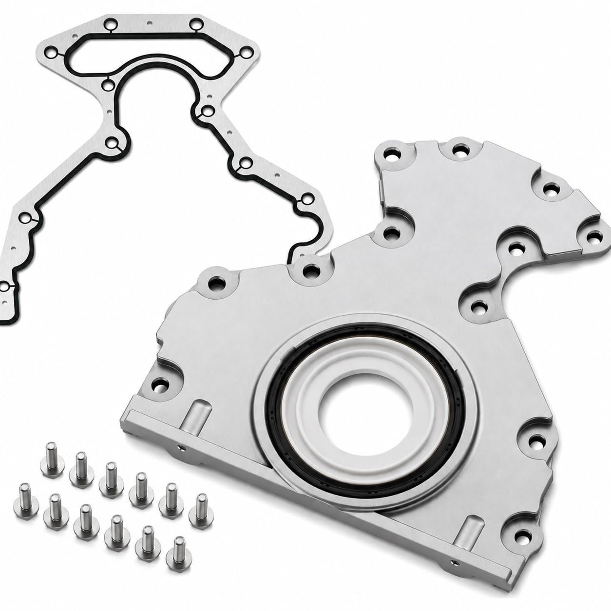 Moker front housing view showing bolt pattern and improved sealing benefit