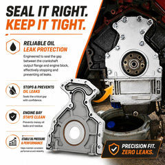 Moker installed on LS engine demonstrating leak-free rear crankshaft area benefit