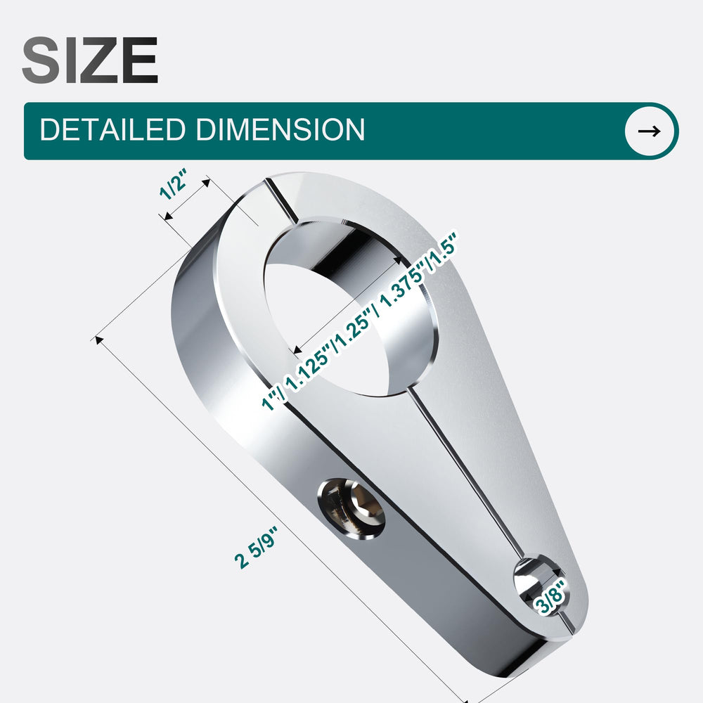 MoKitDora clamp next to ruler showing 1.25" handlebar fit for accurate sizing