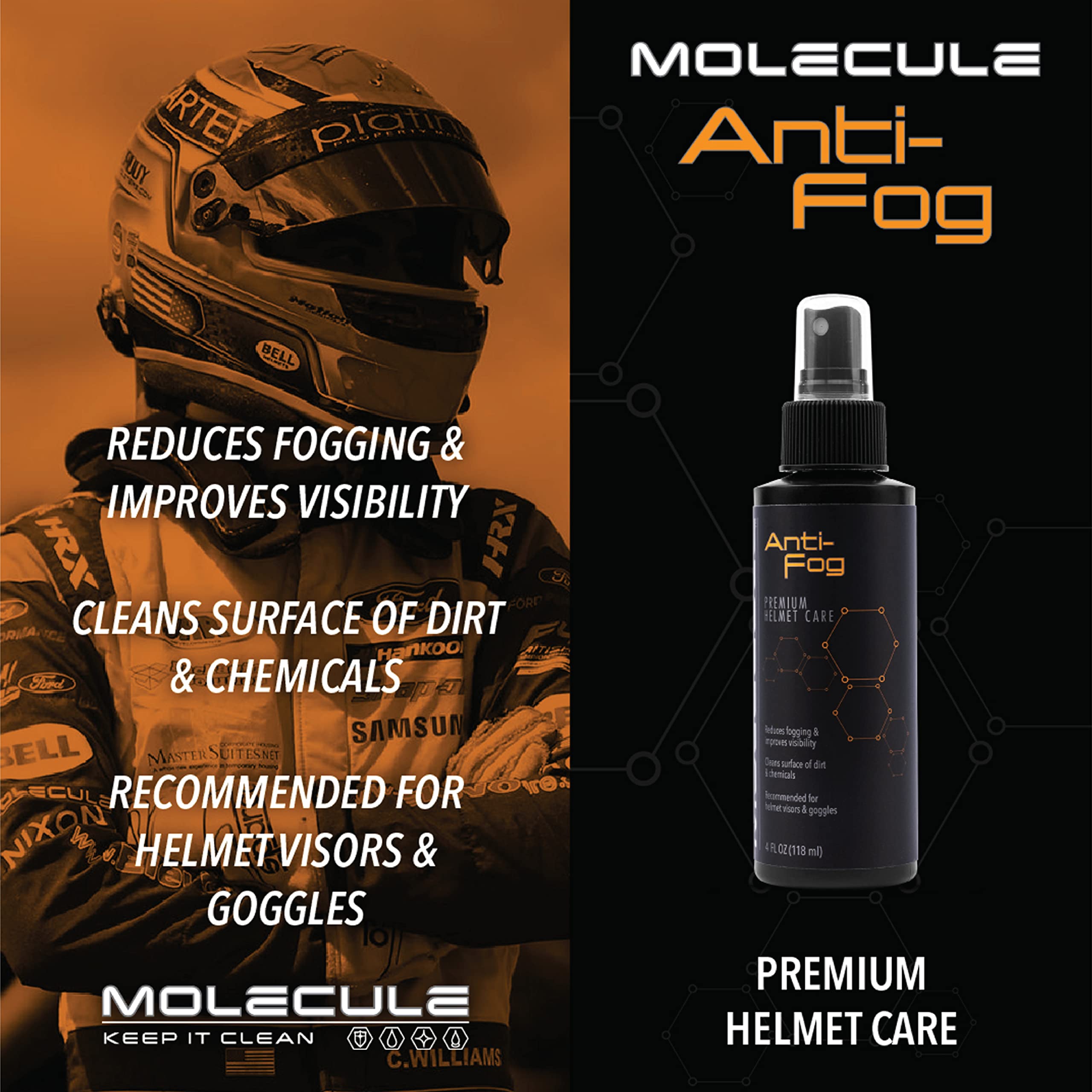 Molecule Helmet Refresh spraying helmet liner to neutralize odors quickly