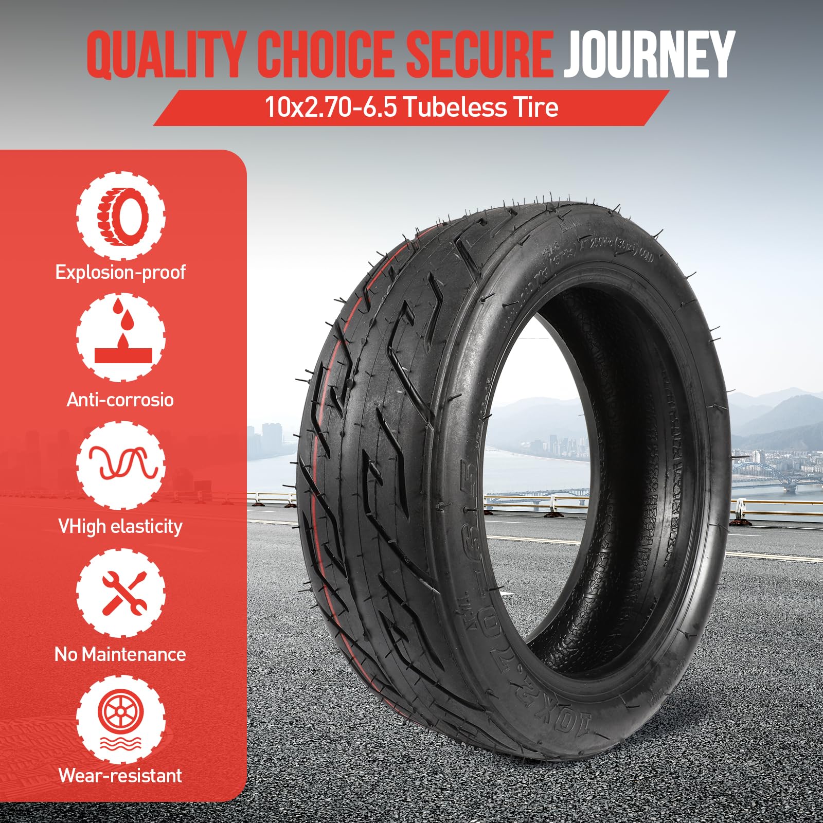 Molibisty boxed tire with bent valve included for immediate installation