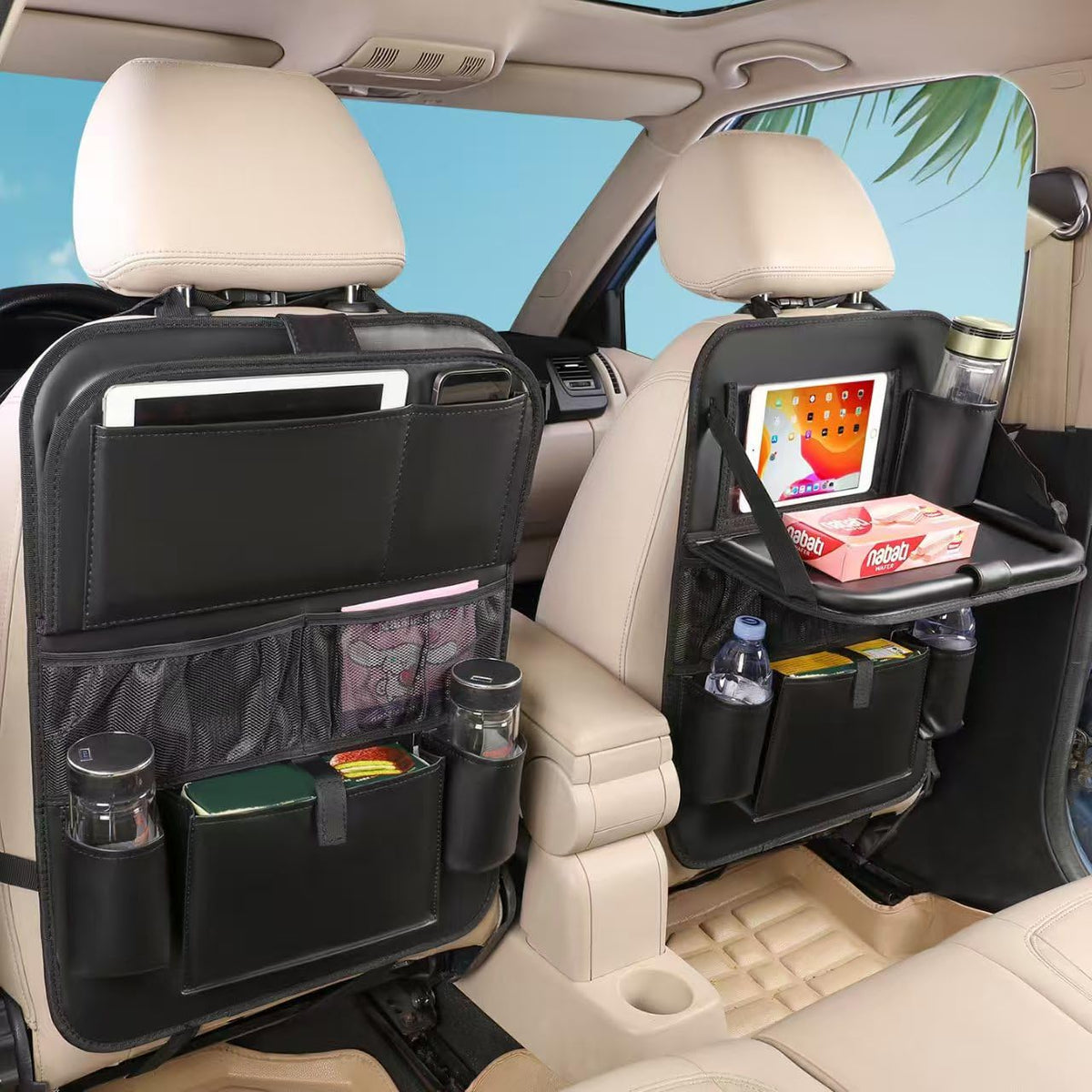 MONKONAR front view of both organizers showing elegant PU leather and storage convenience