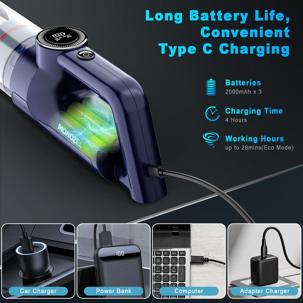 MONOZEL held in hand next to common items to show compact size and portable convenience