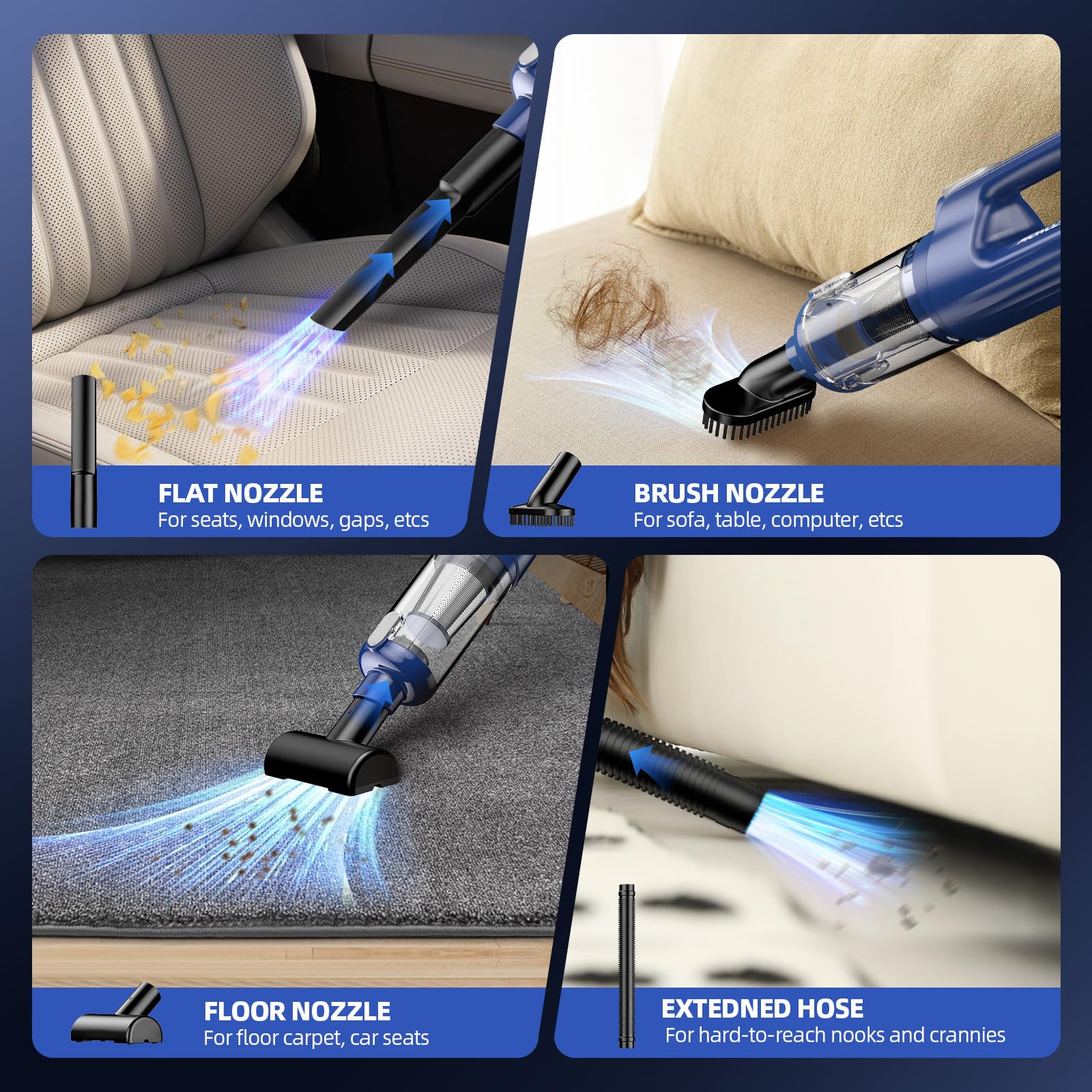 MONOZEL in use in car removing crumbs for faster interior cleaning