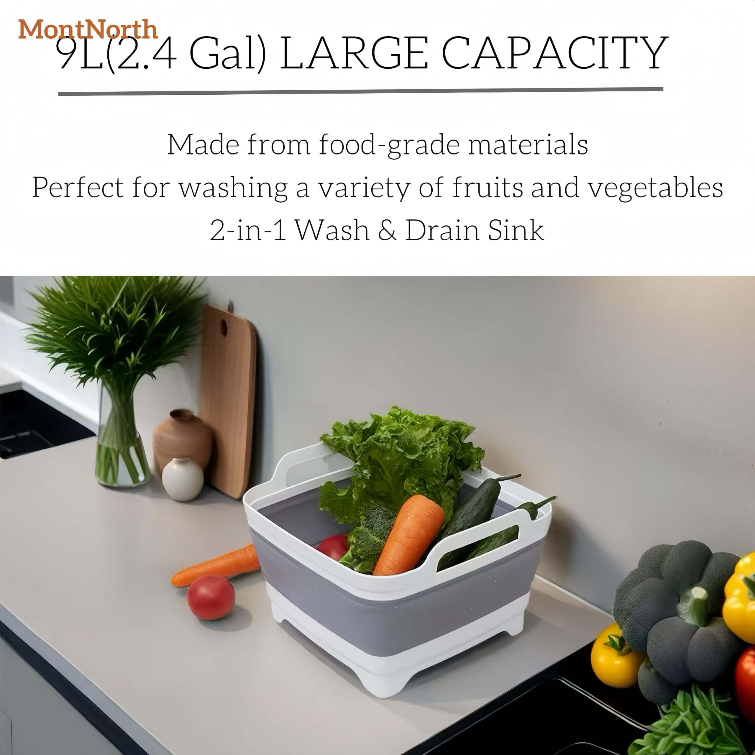 MontNorth basin next to common items to show compact size benefit