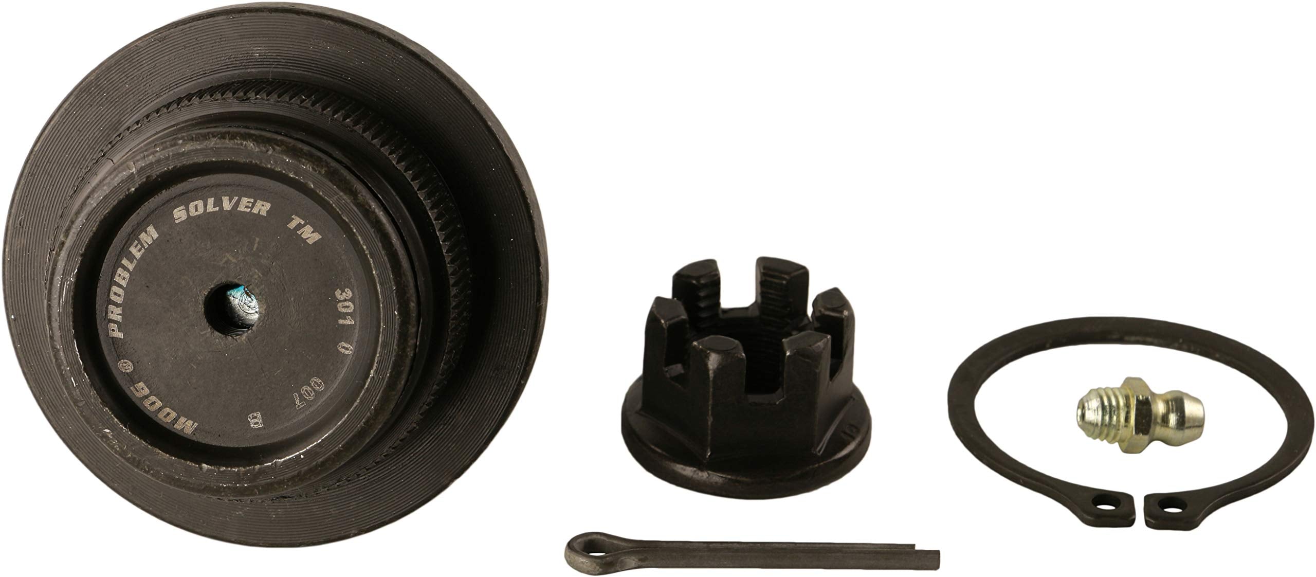 MOOG close-up of ball joint stud and socket for durable movement