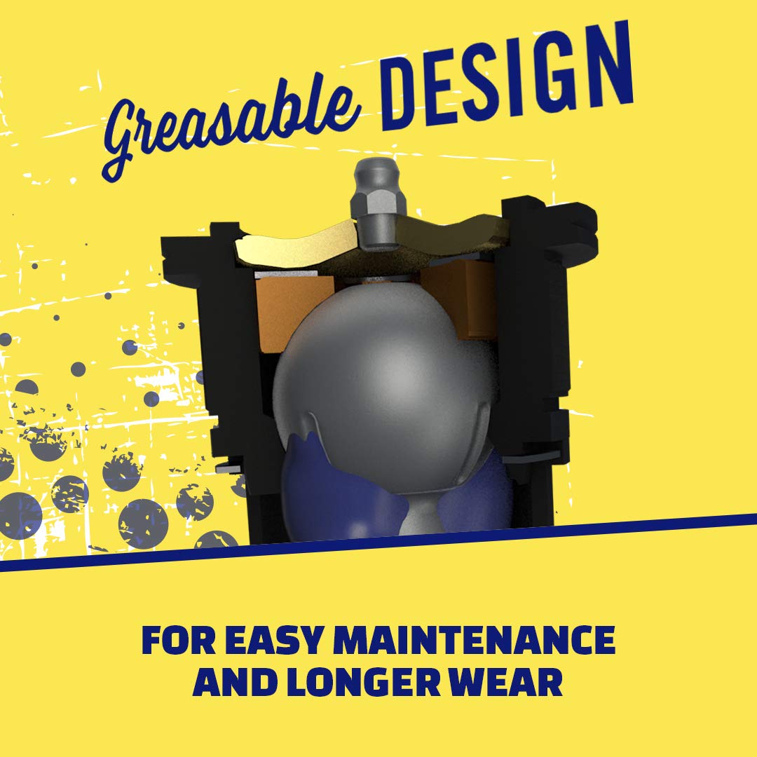 MOOG mounted on steering knuckle showing proper installation benefit