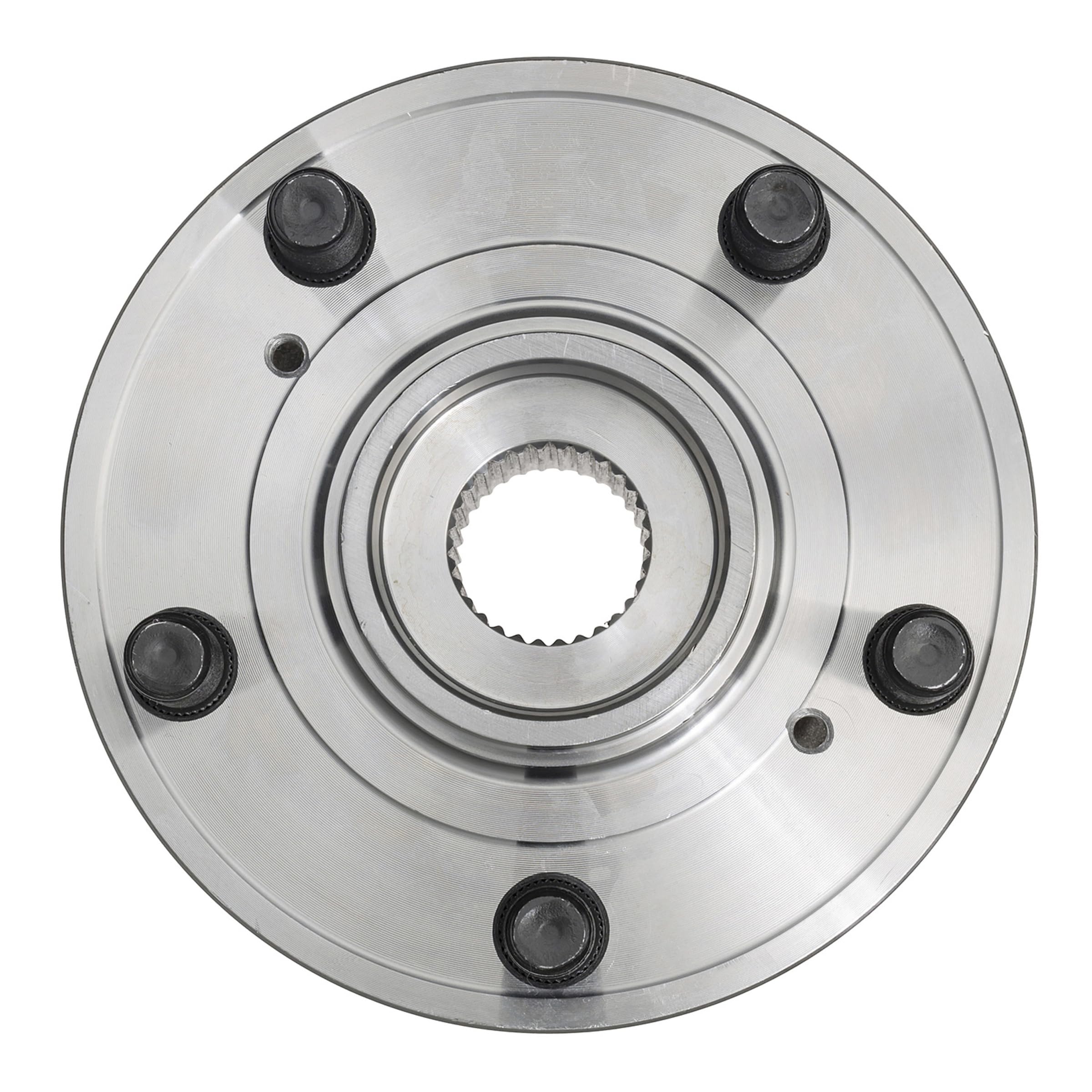 MOOG front hub assembly front view showing clean mounting face and studs for easy installation