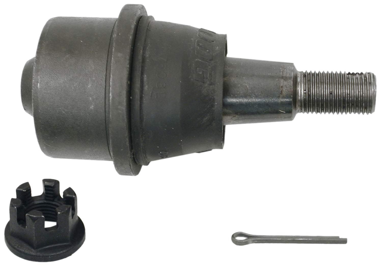 MOOG front lower ball joint front view showing durable construction benefit
