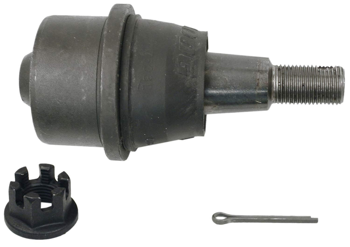 MOOG front lower ball joint front view showing durable construction benefit