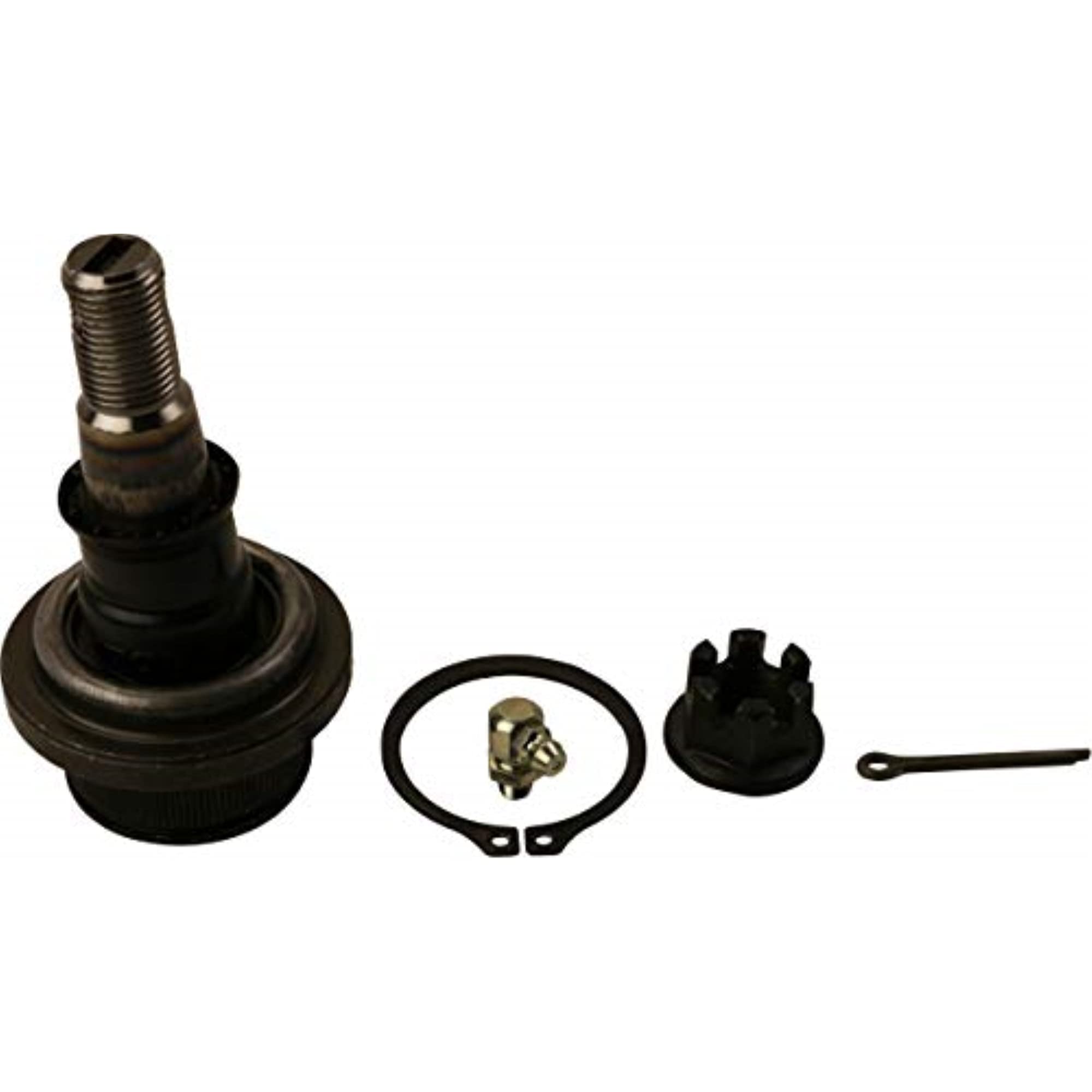 MOOG track bar front view showing robust joint and direct-fit benefit