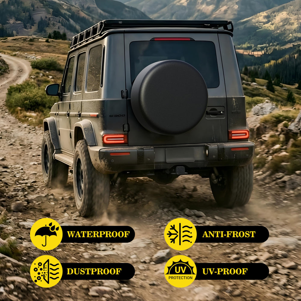 MOONET on vehicle at campsite showing weather protection during trips