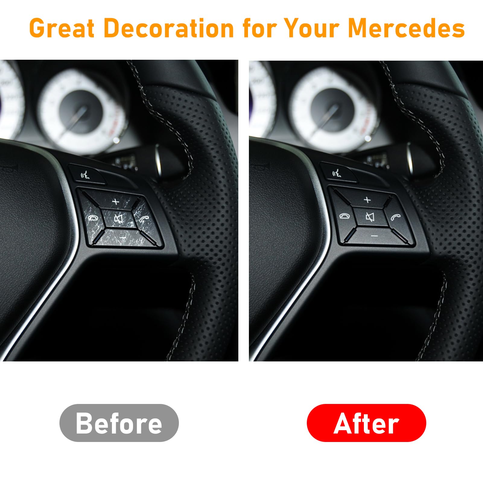 Moonlinks installed on Mercedes steering wheel showing cleaner controls