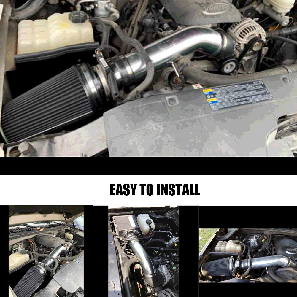 MOOSUN intake beside ruler scale showing compact fit and precise OEM-style sizing
