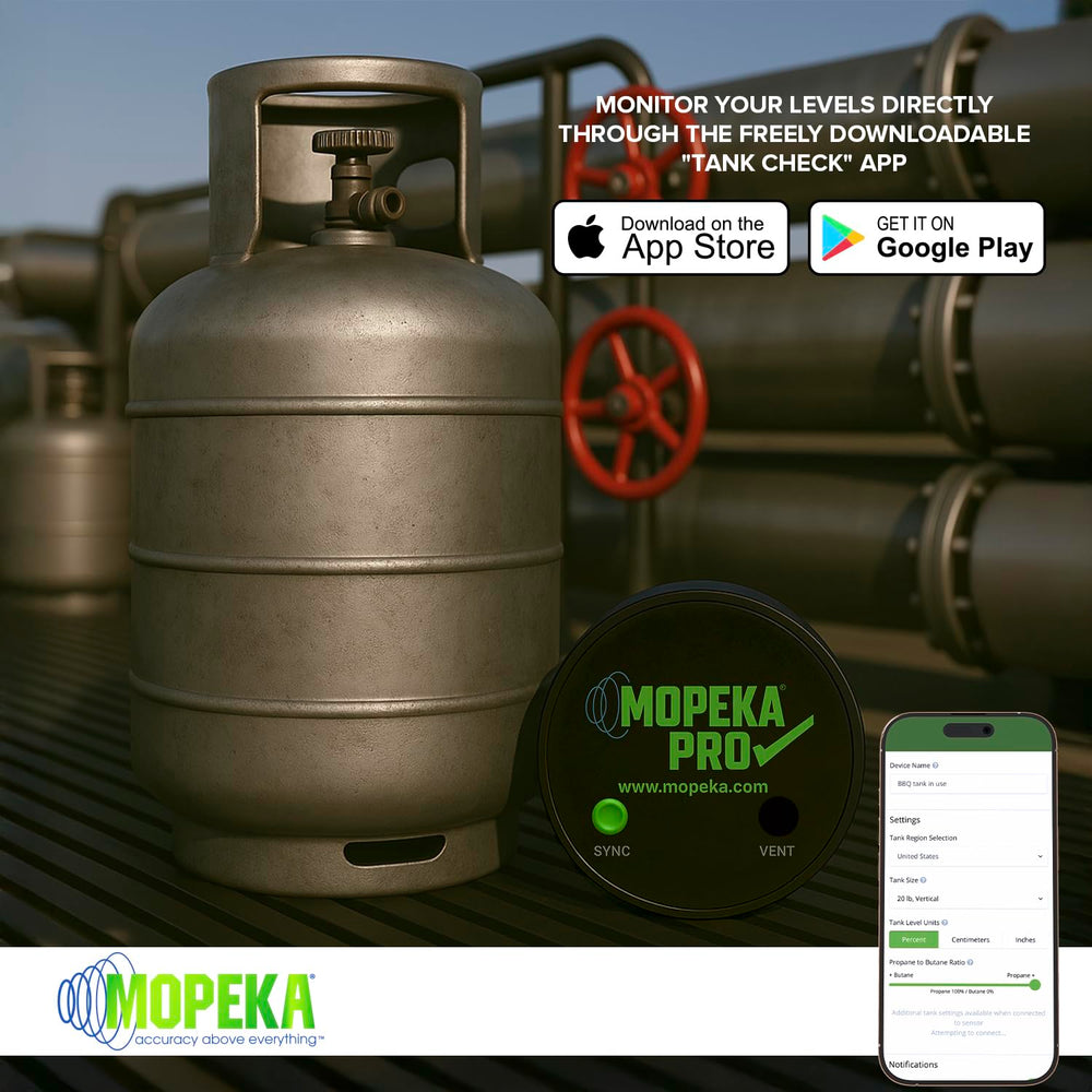 Mopeka Pro Check close-up sensor face highlighting durable build and precise sensing