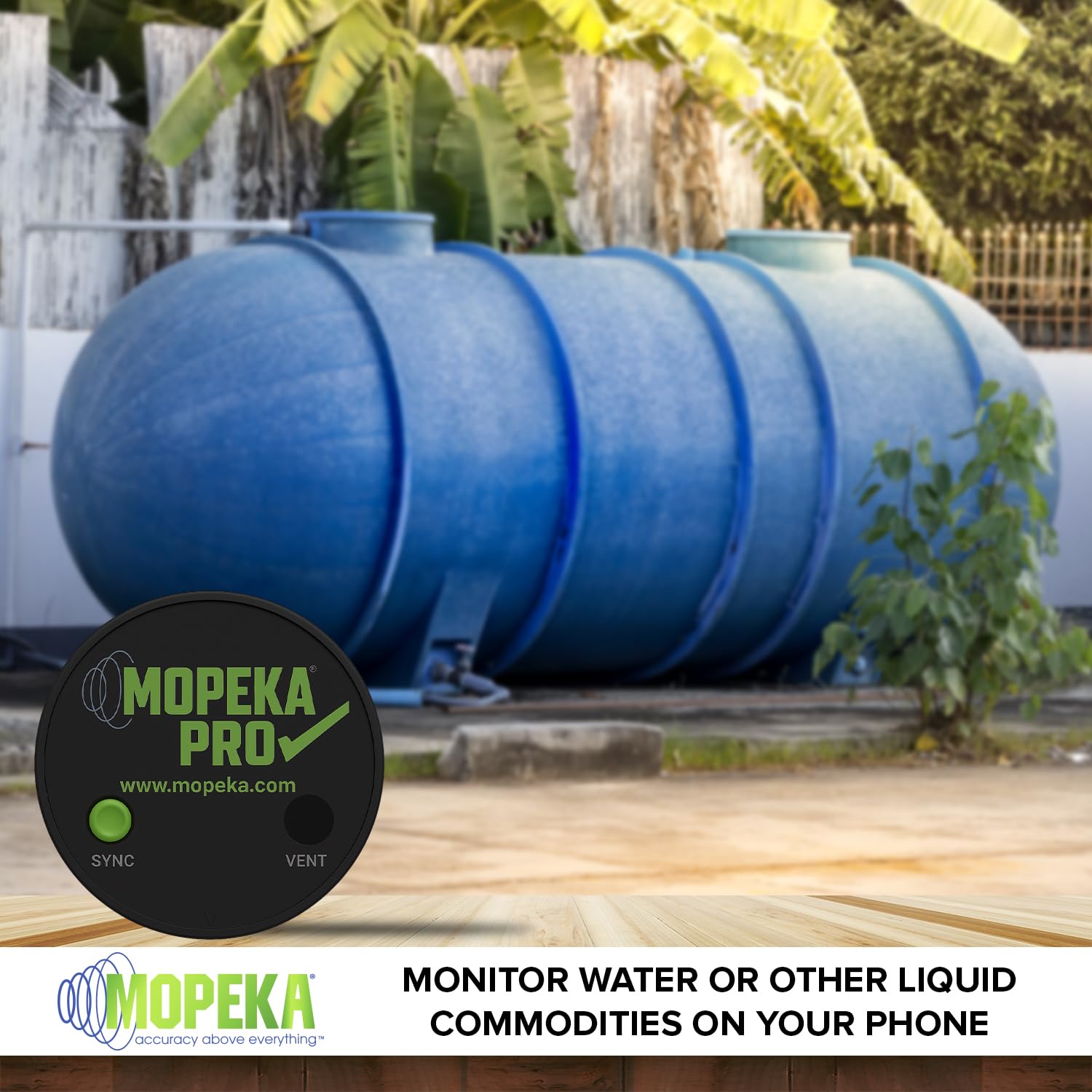 Mopeka Pro Check held in hand for size comparison illustrating compact portability