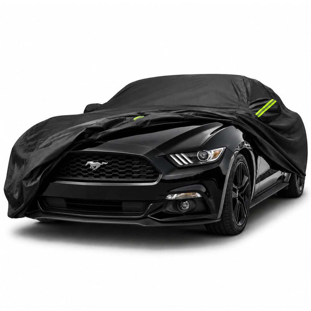Morhept front view of cover highlighting custom Mustang fit and paint protection