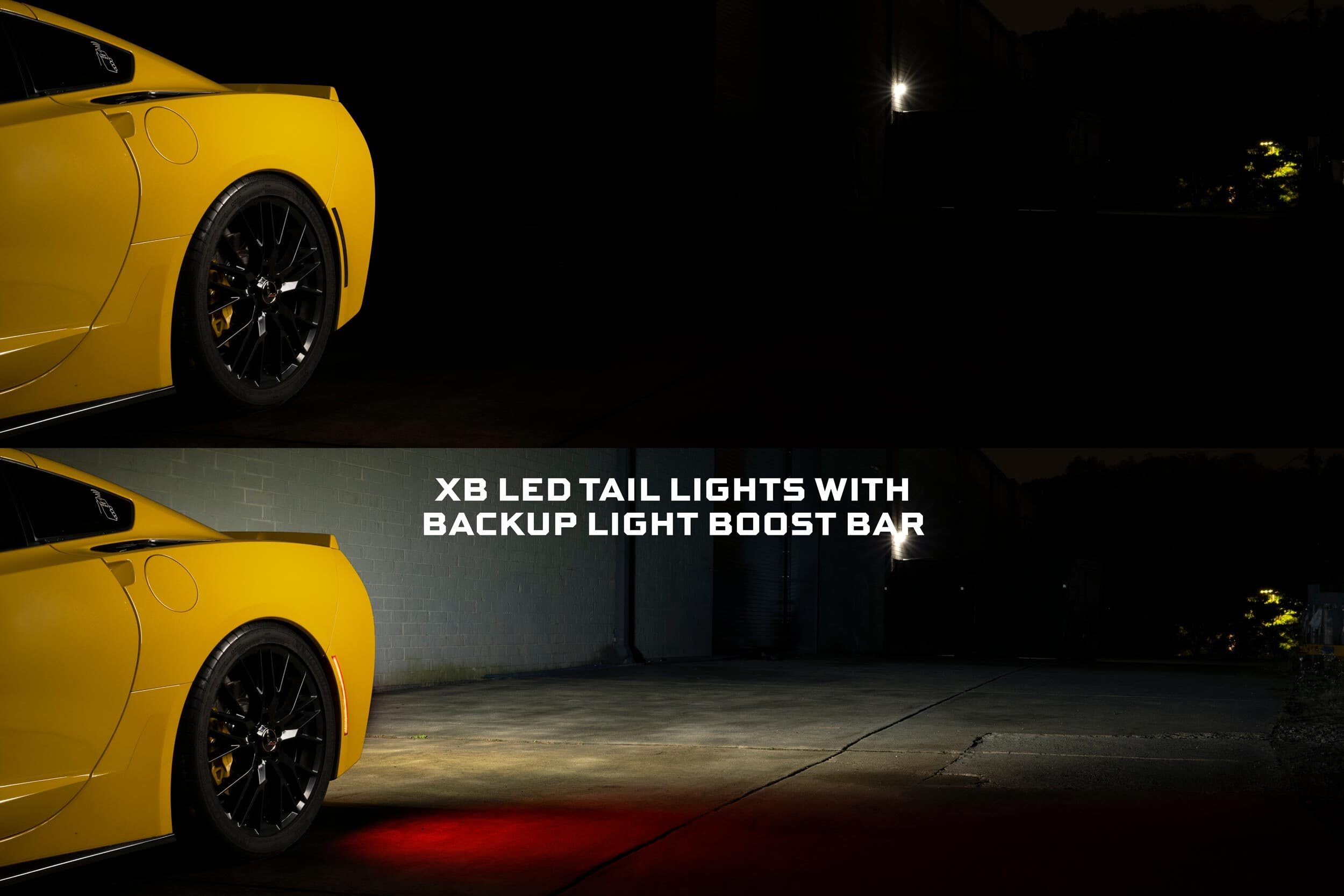 Morimoto backup light boost bar application with XB tail lights showing integrated connection