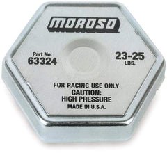 Moroso radiator cap front view provides consistent 24 lb pressure