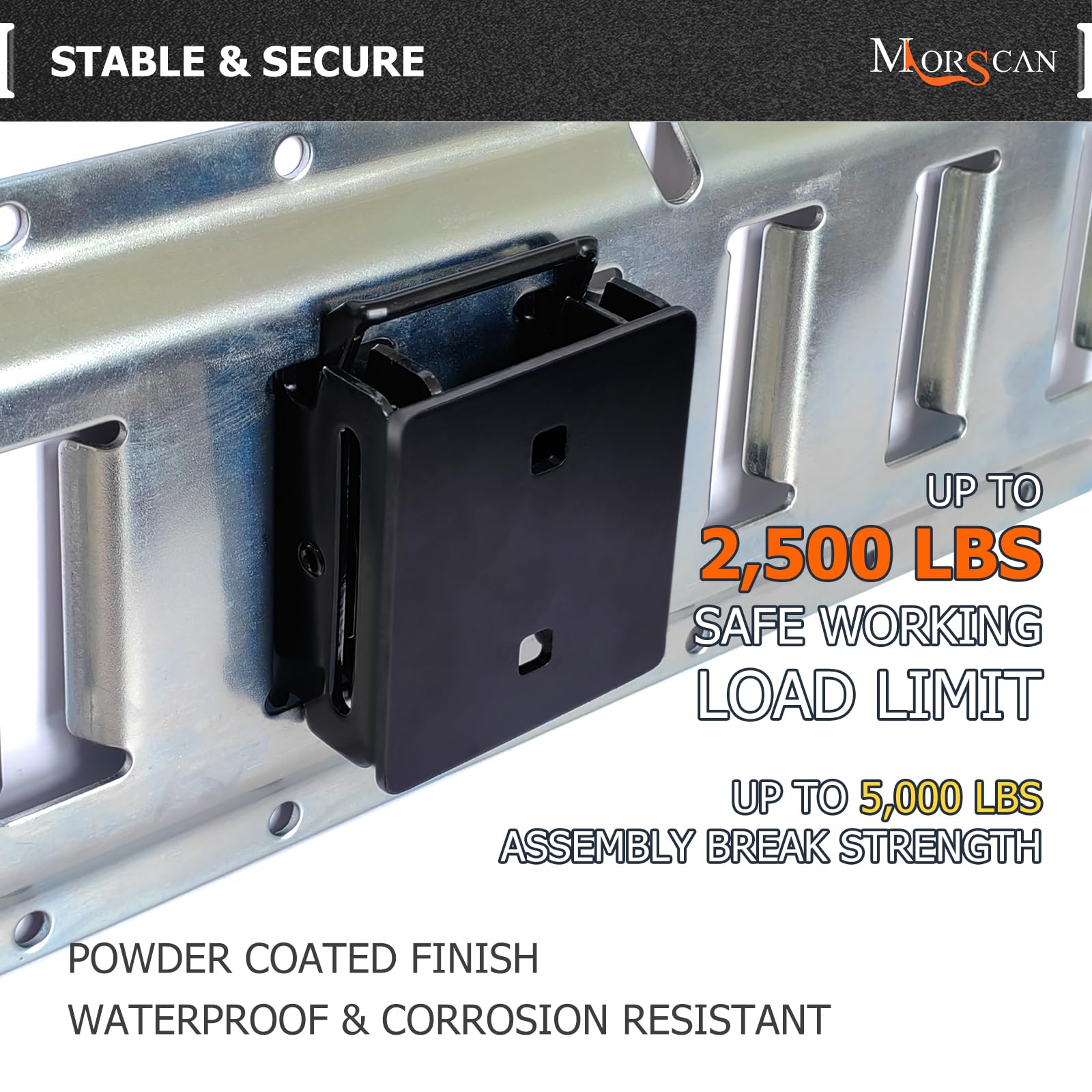 MorScan black powder coat finish on connector resisting corrosion for long life