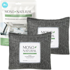 Moso Natural front packaging showing two charcoal bags and benefits