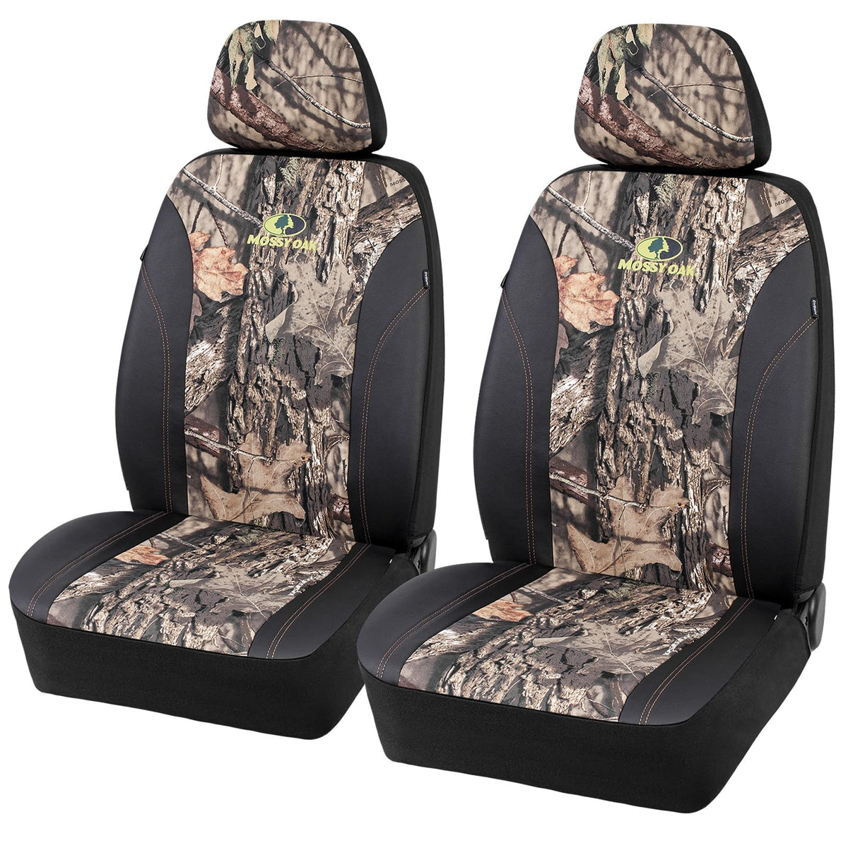 Mossy Oak front view showing camo cover fitted, protects seats