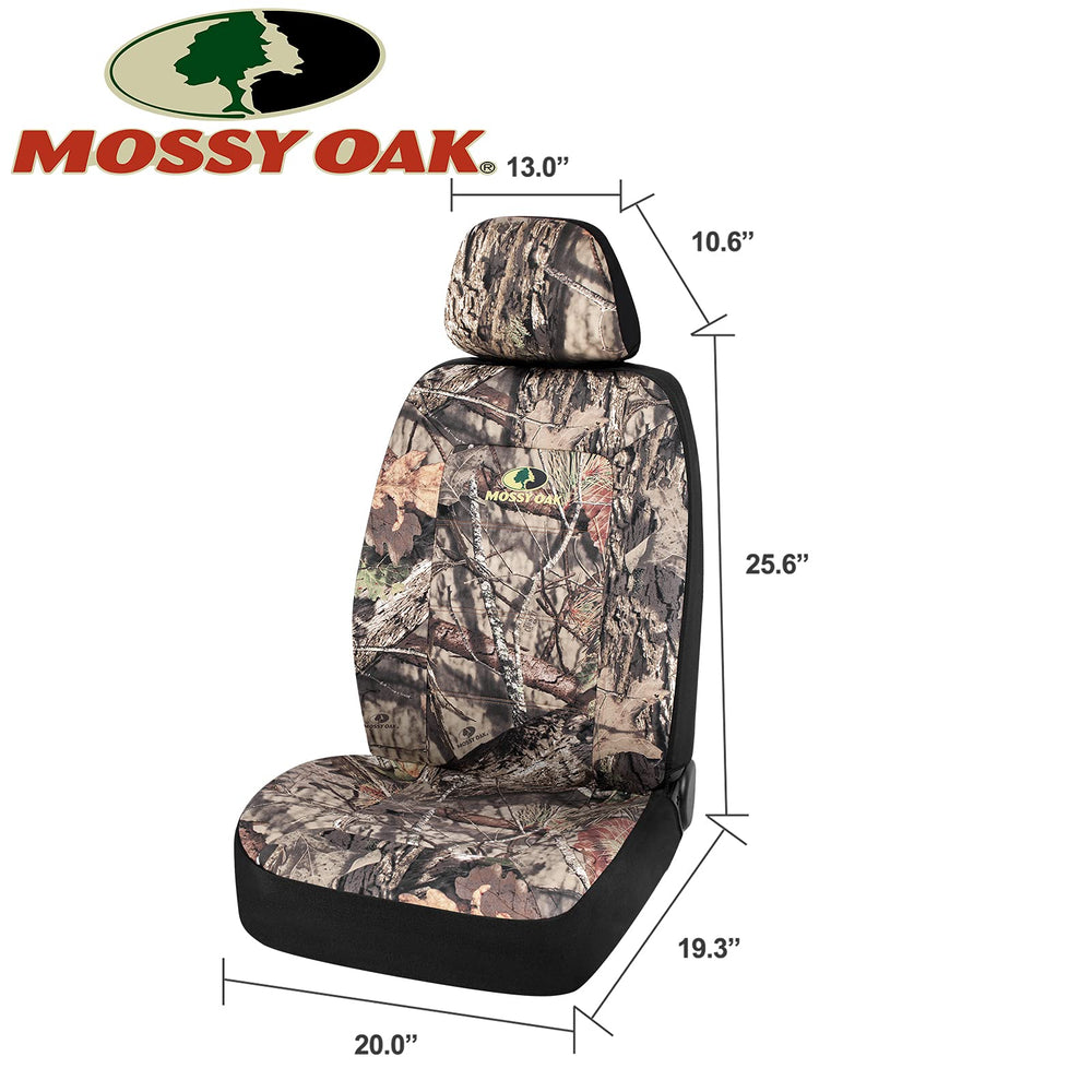 Mossy Oak vehicle interior with camo covers in outdoor setting showing style and protection