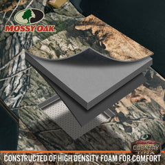 Mossy Oak stitched seam detail highlighting reinforced edges for long-lasting use