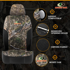 Mossy Oak side seam detail demonstrating airbag compatibility and safety