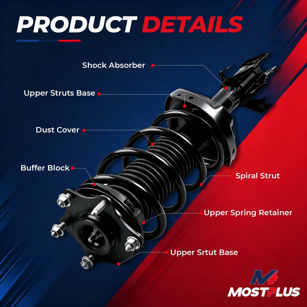 MOSTPLUS close-up of coil spring and shock absorber highlighting durable construction
