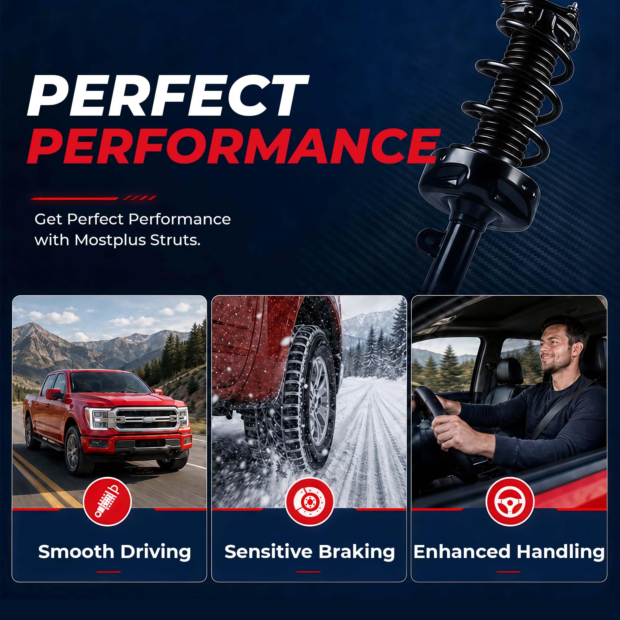 MOSTPLUS strut installed under hood demonstrating easy bolt-on replacement convenience