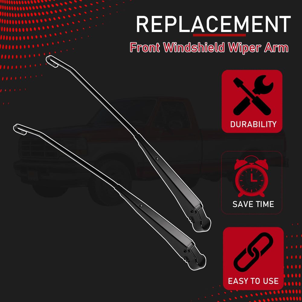 Motarithl wiper arm on truck in rain illustrating improved windshield clarity