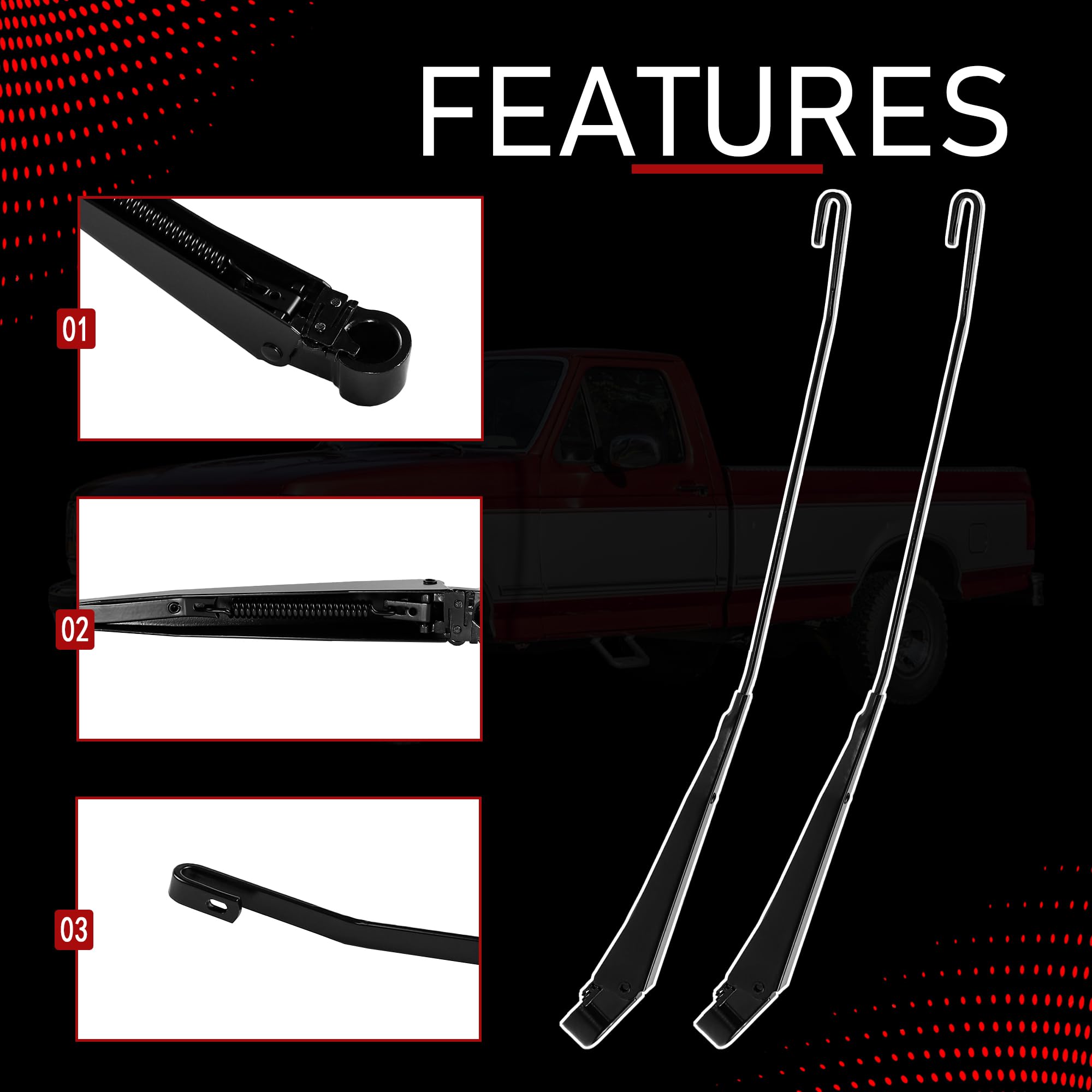 Motarithl wiper arm installed on Ford F-150 demonstrating proper alignment