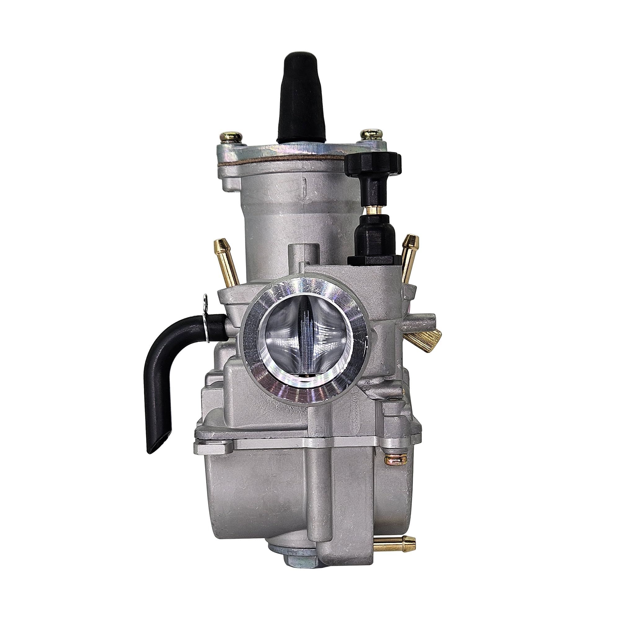 MothAr carburetor side close-up of D throttle slide and power jet, aids tuning