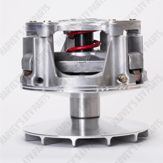 MOTHER CLUTCHER primary clutch close-up showing weights and spring, reduces EBS