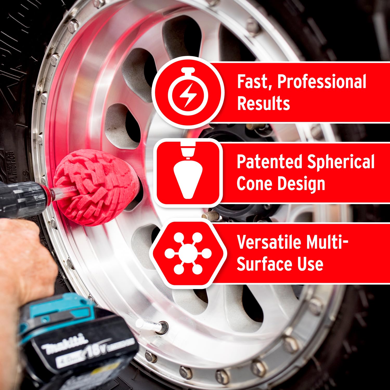 Mothers PowerCone 360 spherical cone close-up for improved surface contact