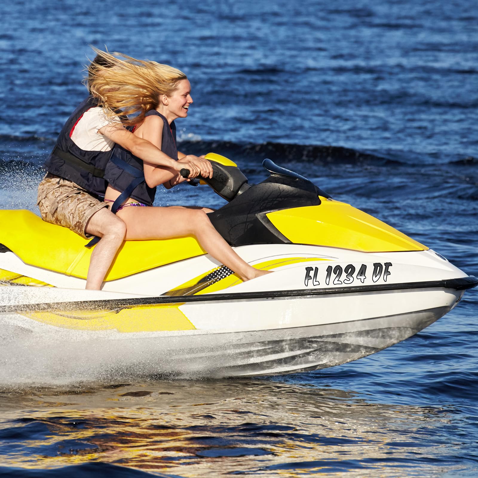 MotiMind decal on boat at marina highlighting professional look and easy application