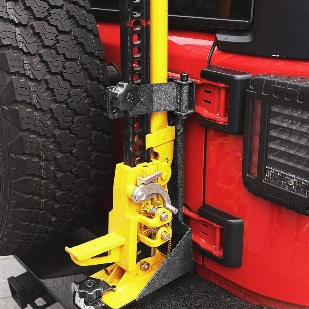 MOTLTECH bracket installed on Jeep hood to show size and fitment benefits