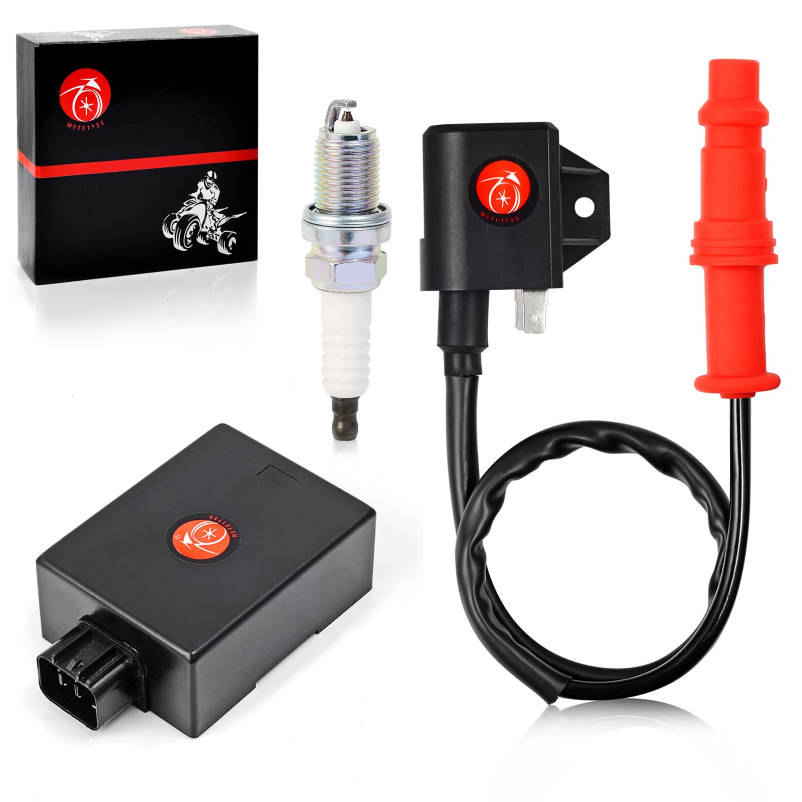 MOTO1988 front packaging showing ignition kit, assures correct parts fit