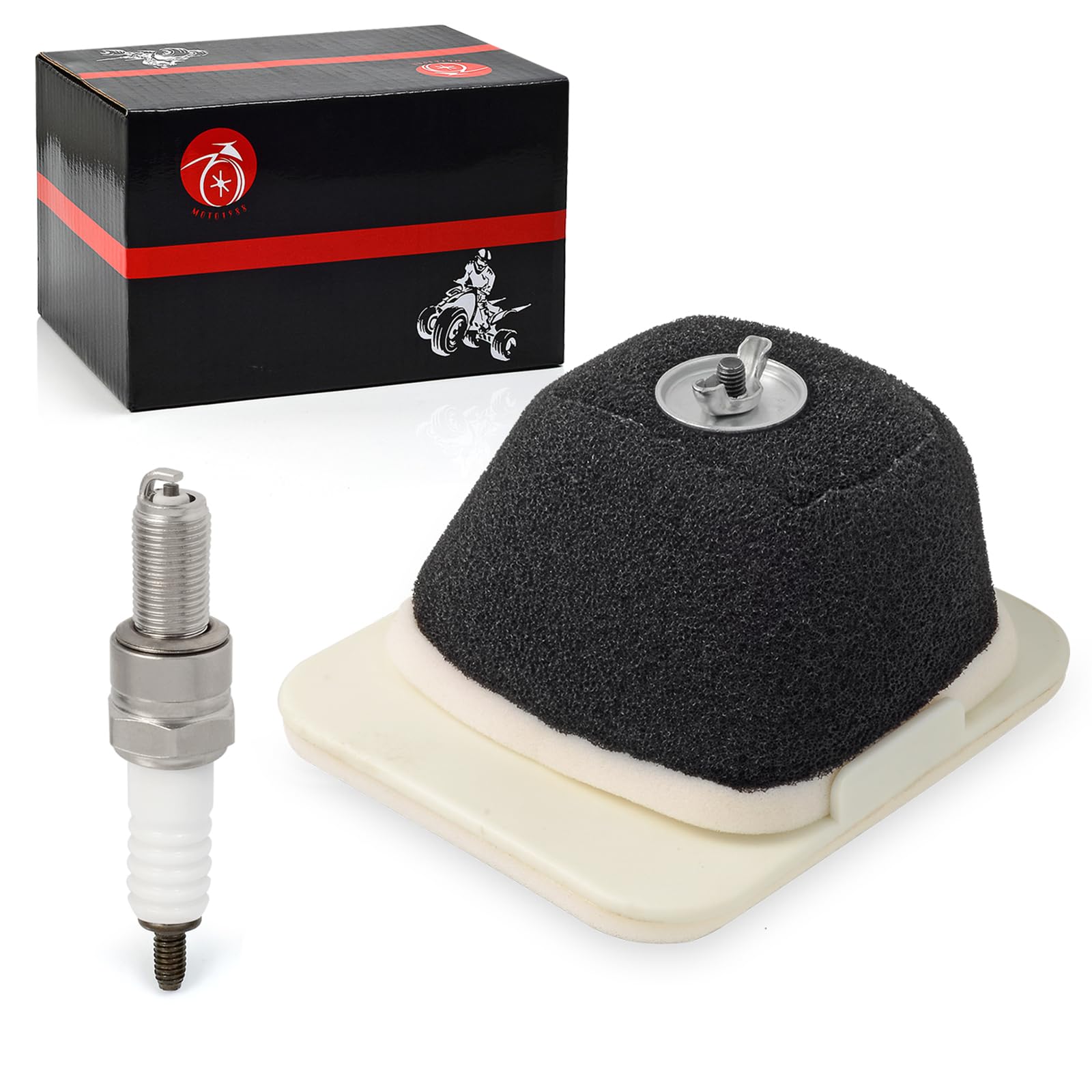 MOTO1988 front packaging showing filter and plug for easy identification